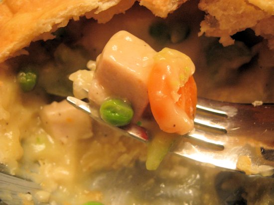 Fresh veggies and generous chunks of meat in a Marie Callender's pot pie