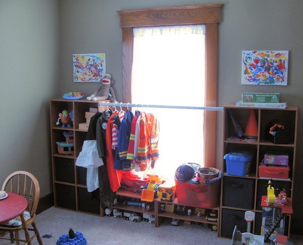 Playroom shelving solution