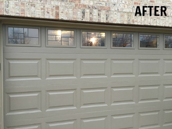 Prairie style faux leaded glass garage windows