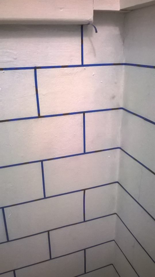 Painted faux subway tile