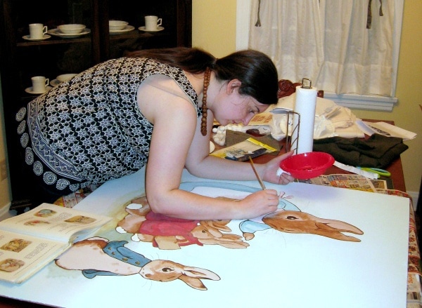 Painting a Beatrix Potter mural