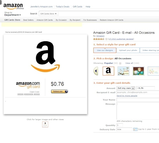Use prepaid debit cards to buy Amazon gift cards in any amount