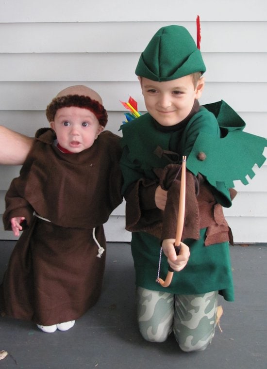 Unthinkable calligraphy Resistant DIY Handmade kids Robin Hood and Friar Tuck Halloween costumes