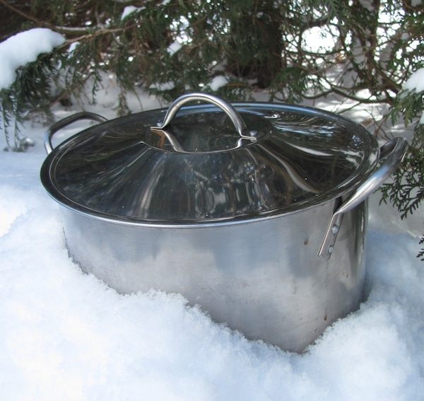 Cooling wort in the snow
