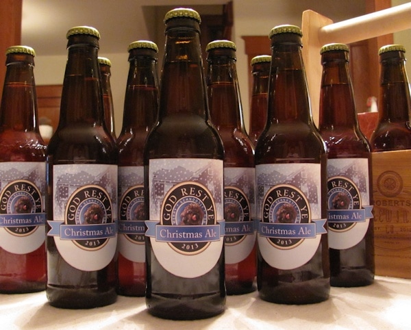 Homebrewed Christmas Ale with custom beer labels