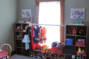 Playroom shelving solution