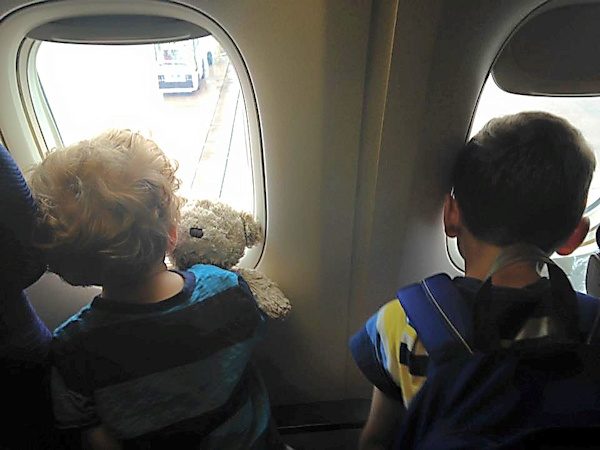 Kids on an airplane